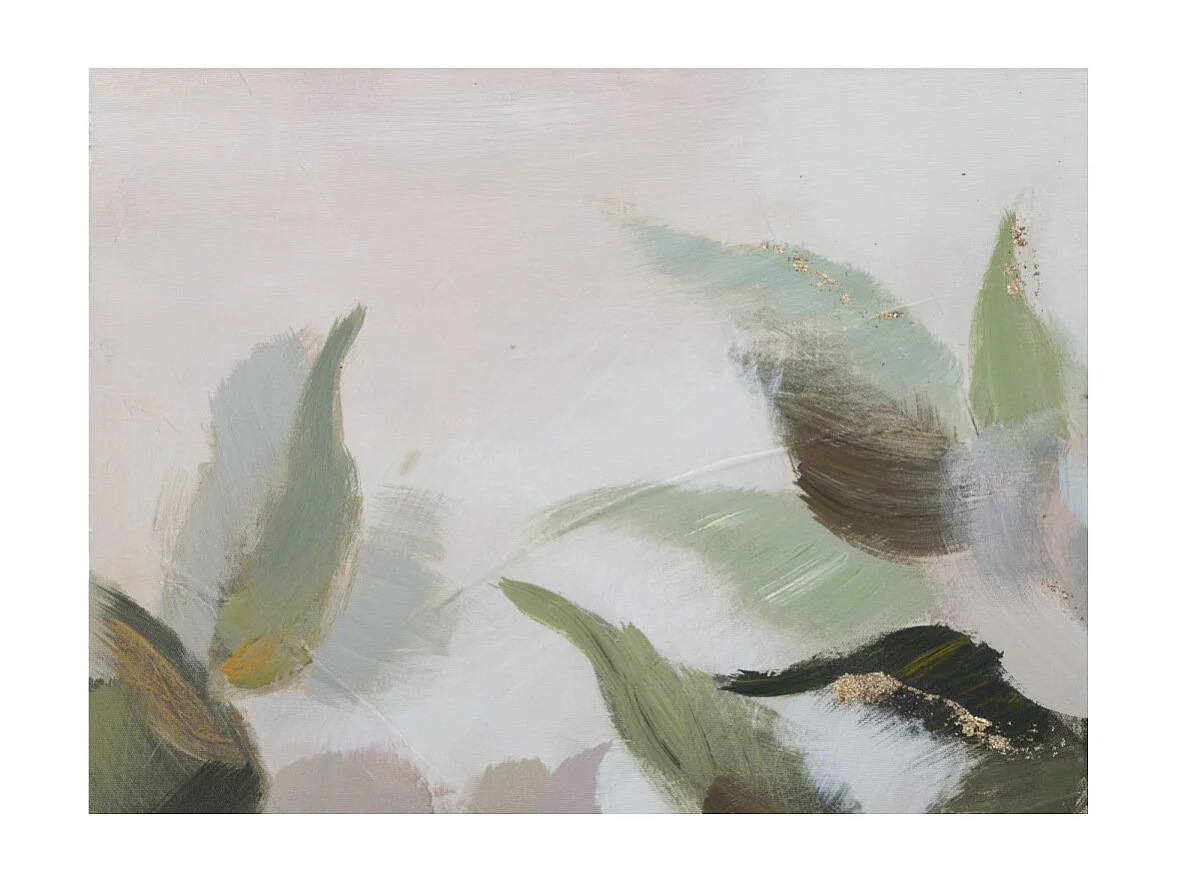 Toile Peinture Déco "Flower & Leaf" 80x100cm Multicolore