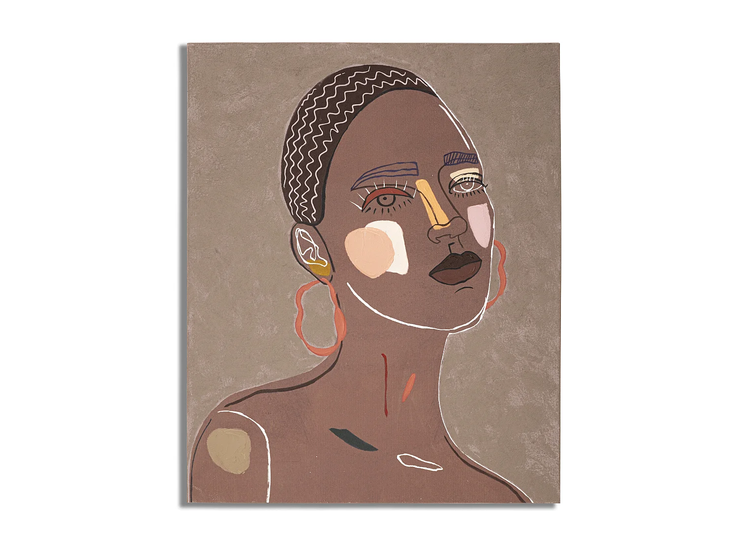 Toile Imprimée Déco "Tribal" 80x100cm Marron