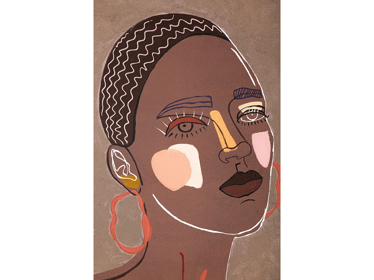 Toile Imprimée Déco "Tribal" 80x100cm Marron