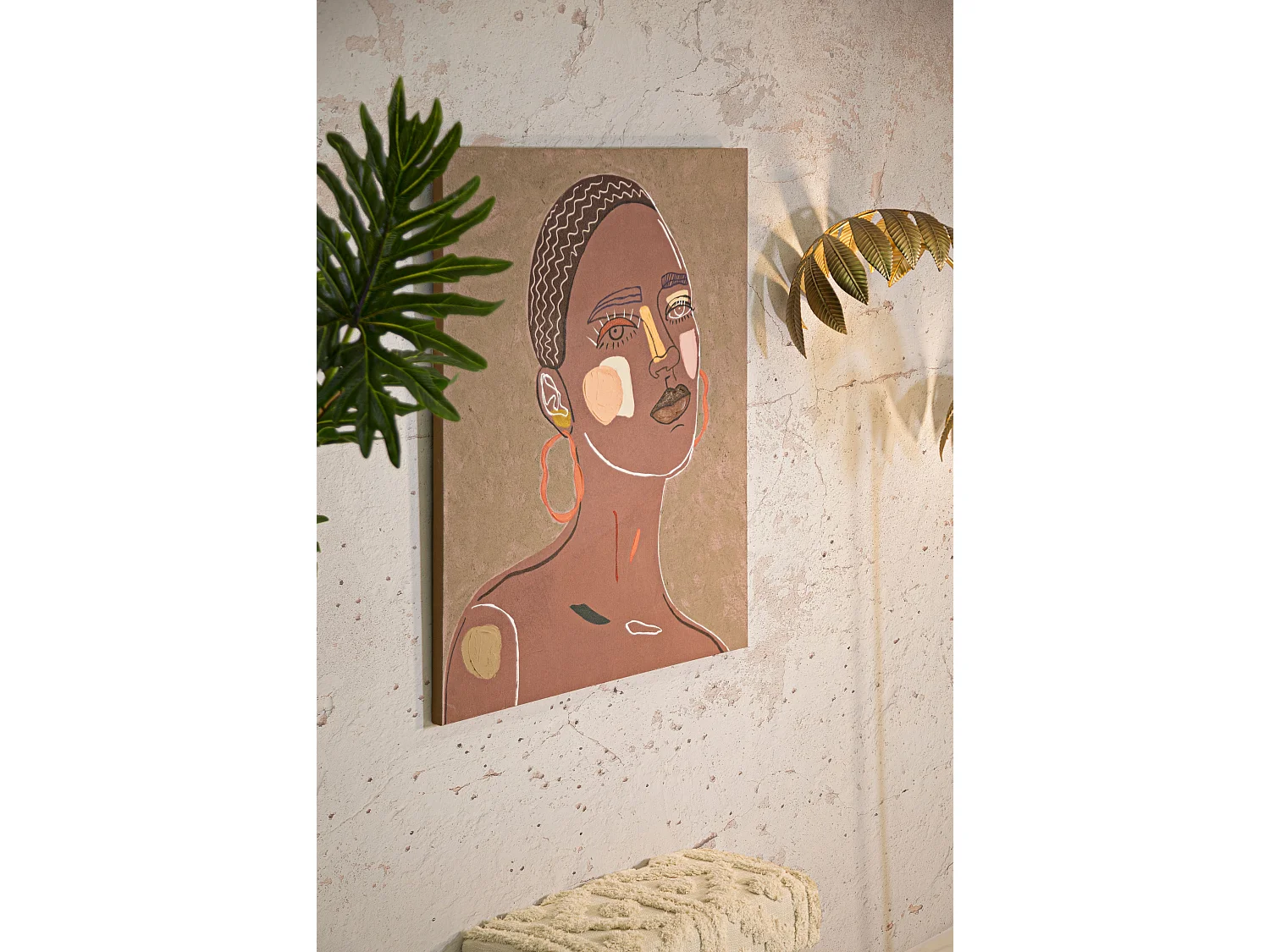 Toile Imprimée Déco "Tribal" 80x100cm Marron