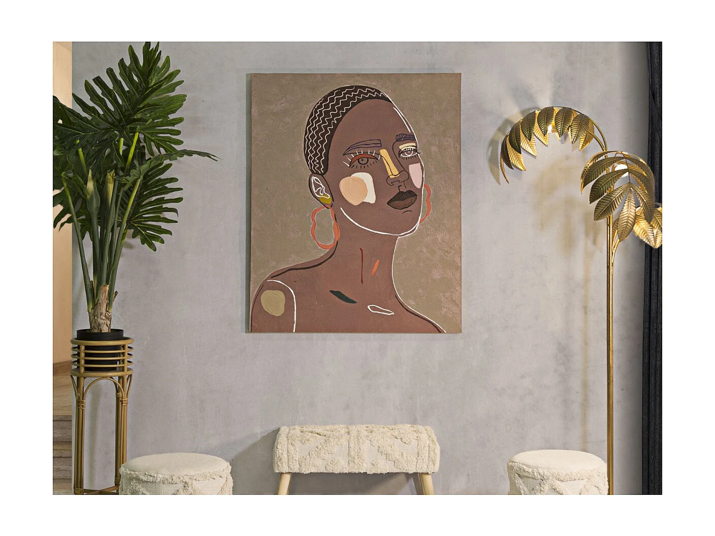 Toile Imprimée Déco "Tribal" 80x100cm Marron