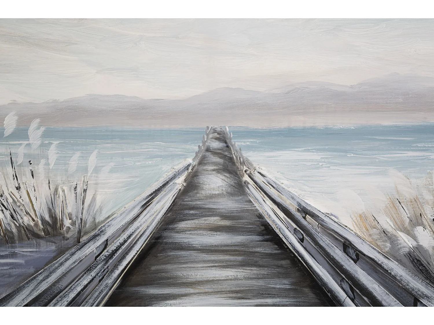 Dipinto su tela multicolore pontile cm 120x3,8x80