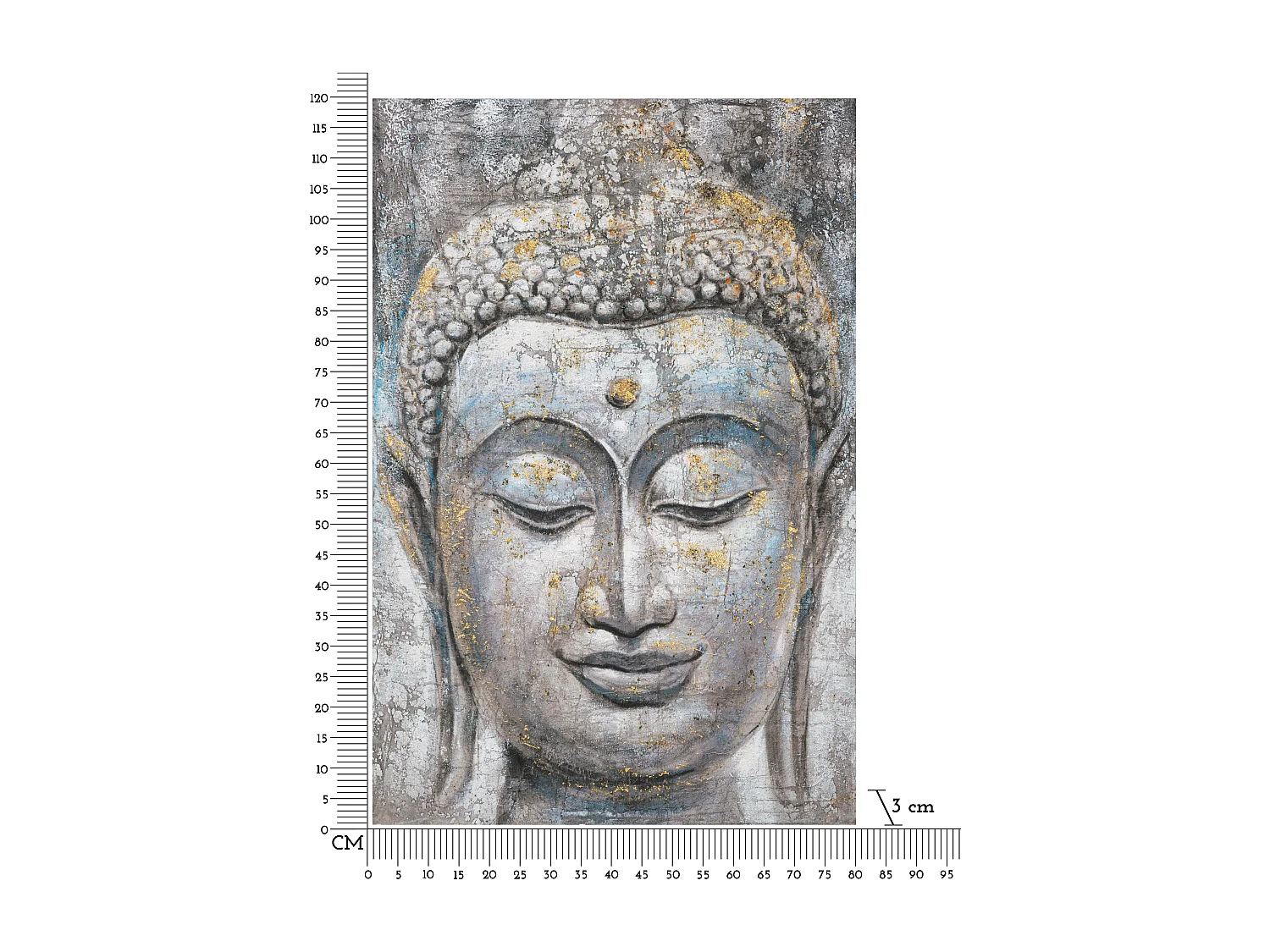 Toile Imprimée Déco "Bouddha Face" 80x120cm Multicolore