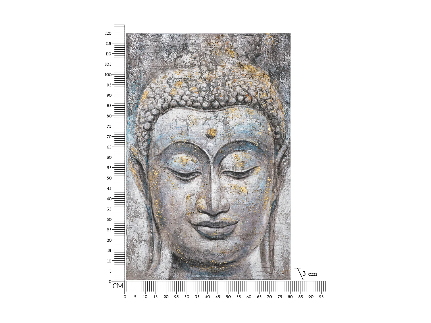 Toile Imprimée Déco "Bouddha Face" 80x120cm Multicolore