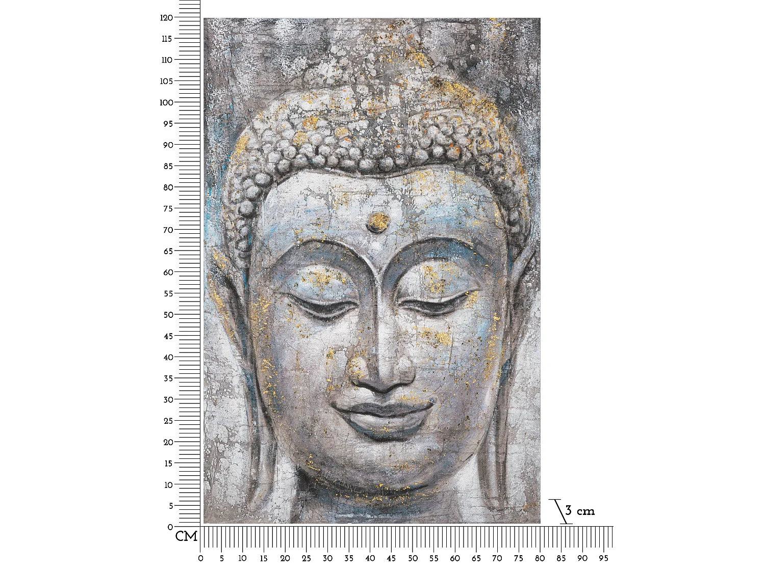 Toile Imprimée Déco "Bouddha Face" 80x120cm Multicolore