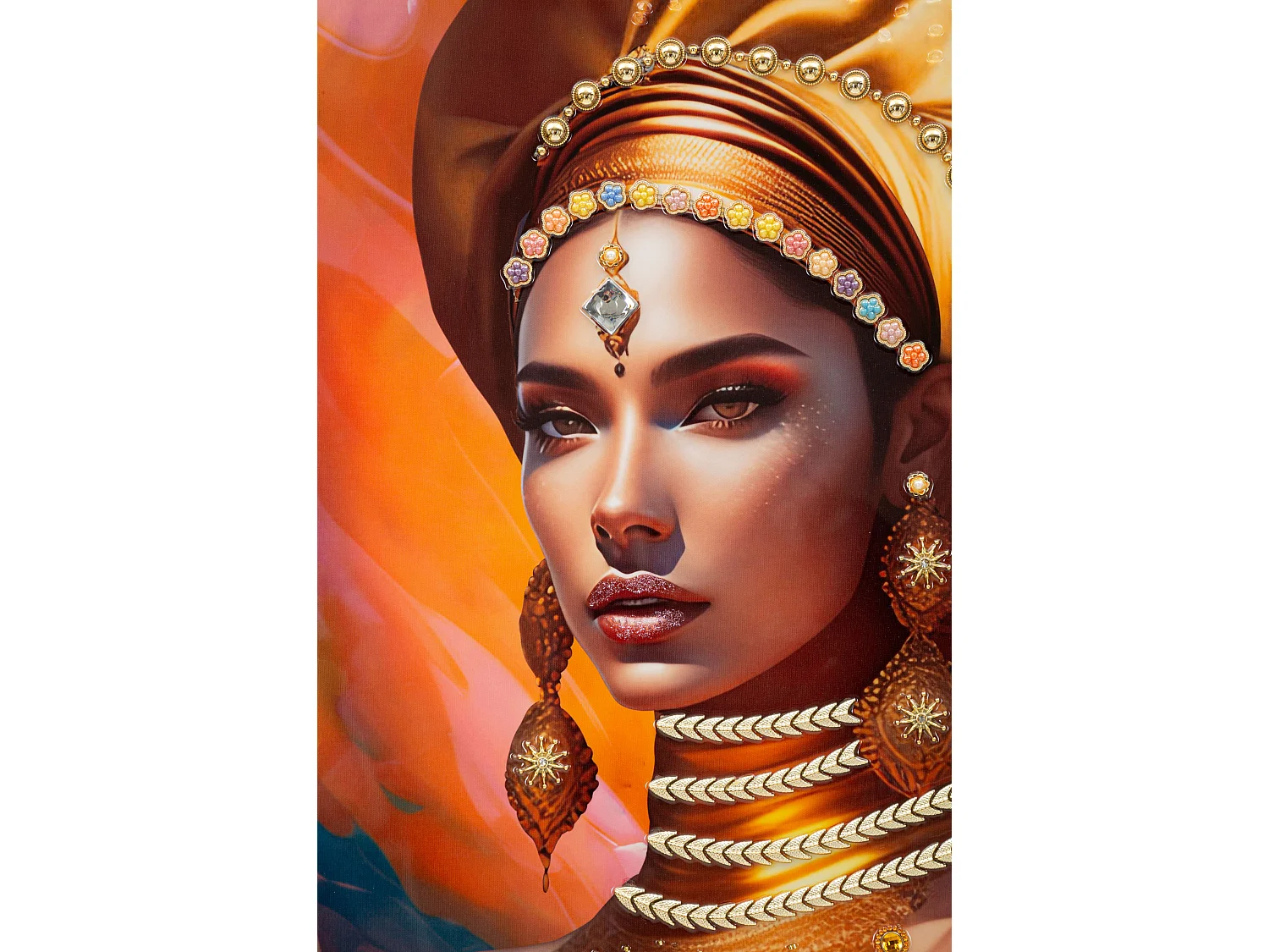 Dipinto su tela multicolore donna con cornice cm 72x4,5x102