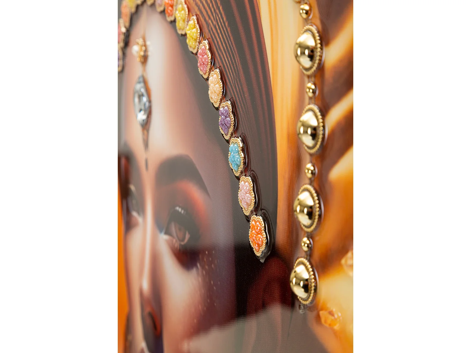 Dipinto su tela multicolore donna con cornice cm 72x4,5x102