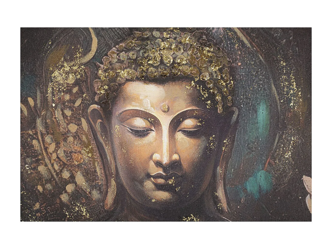 Toile Imprimée Déco "Bouddha Prière" 100x100cm Multicolore
