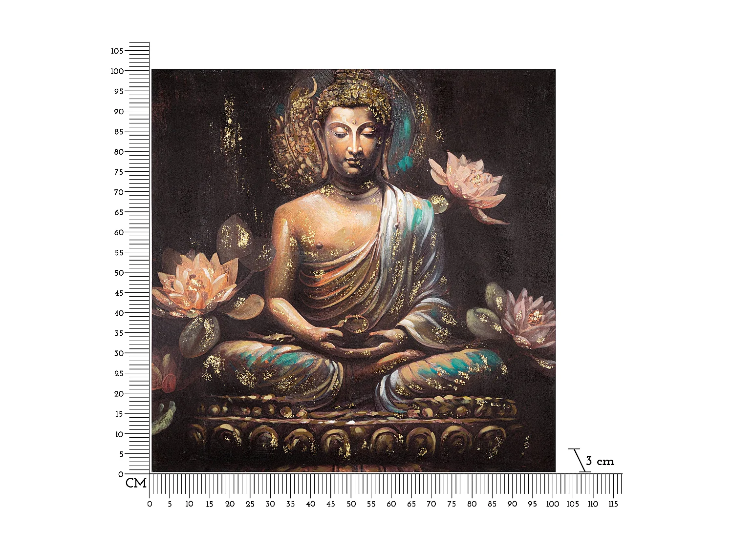 Toile Imprimée Déco "Bouddha Prière" 100x100cm Multicolore