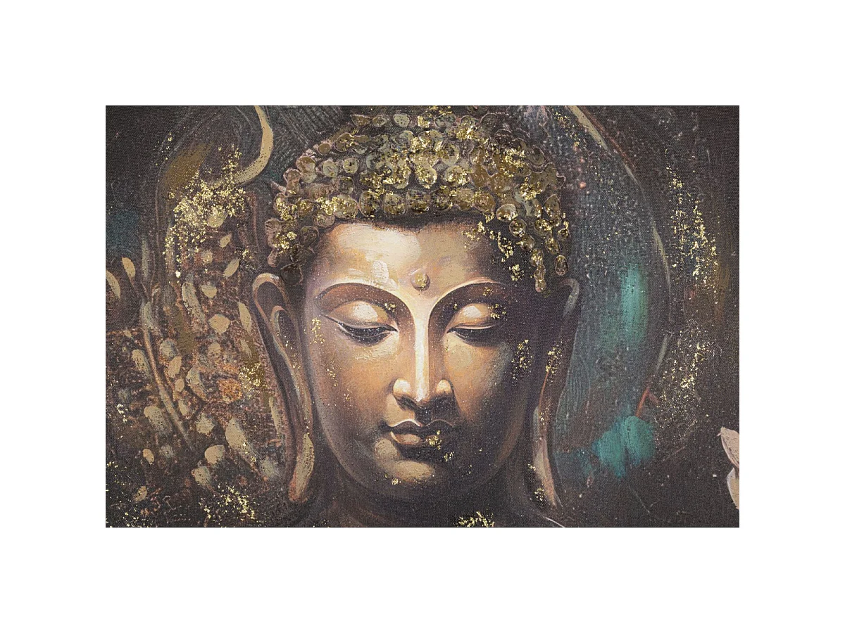Toile Imprimée Déco "Bouddha Prière" 100x100cm Multicolore