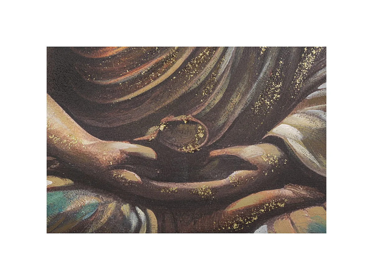 Toile Imprimée Déco "Bouddha Prière" 100x100cm Multicolore