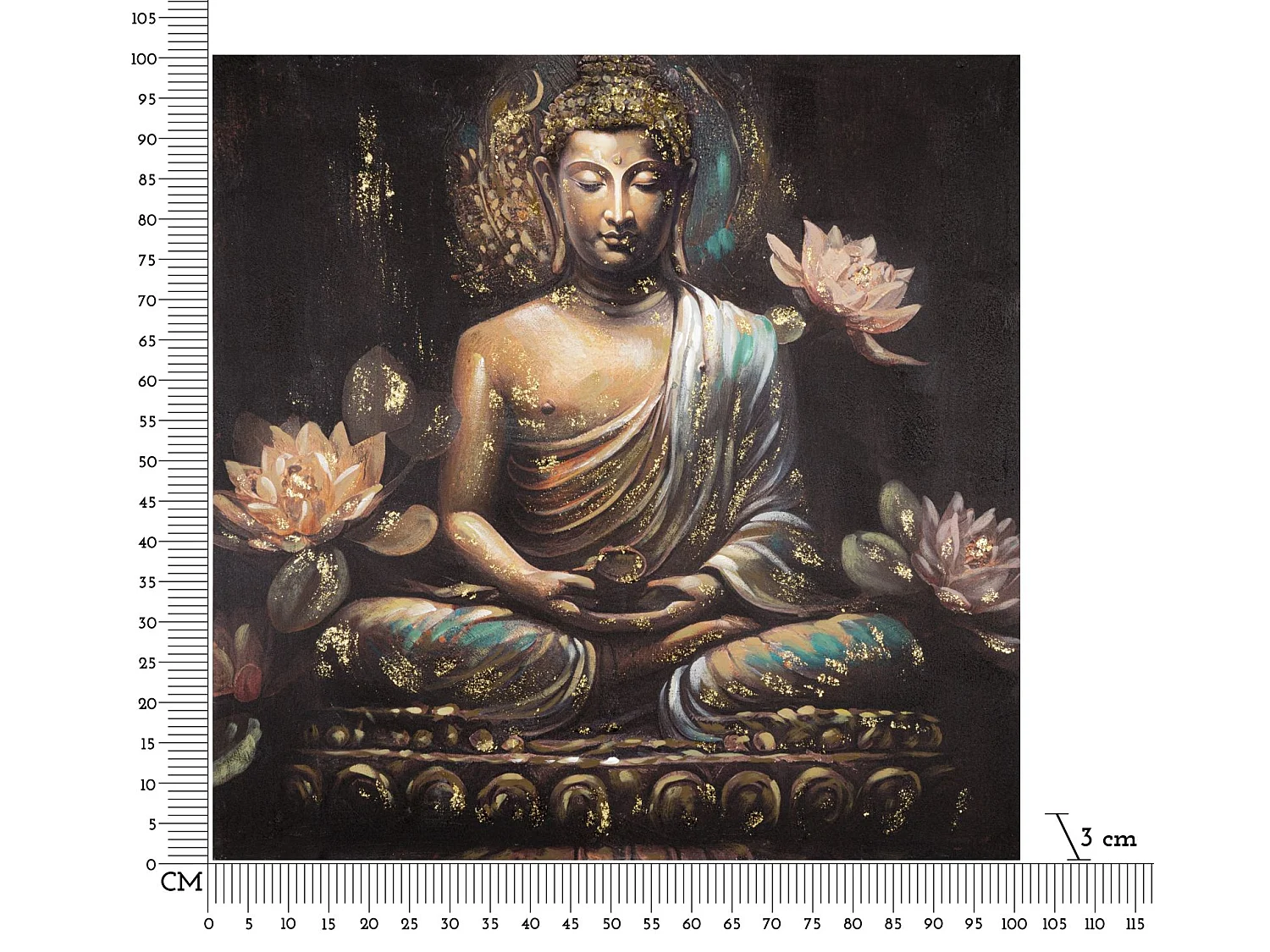 Toile Imprimée Déco "Bouddha Prière" 100x100cm Multicolore
