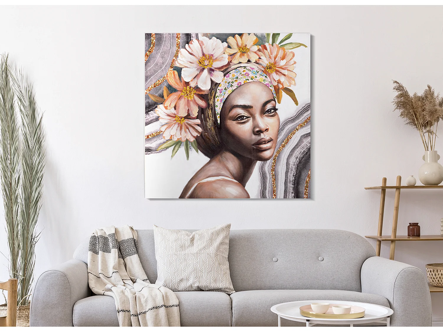 Toile Imprimée Déco "Naomi" 100x100cm Multicolore