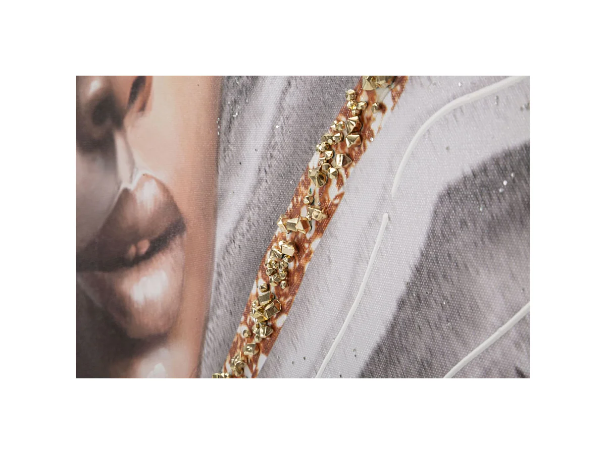 Gemälde auf Leinwand mehrfarbig Frau mit Applikationen 100x3x100 cm