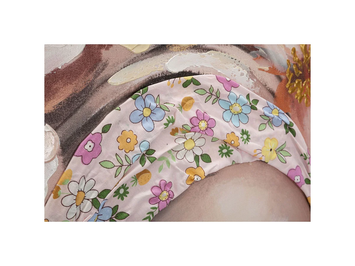 Gemälde auf Leinwand mehrfarbig Frau mit Applikationen 100x3x100 cm