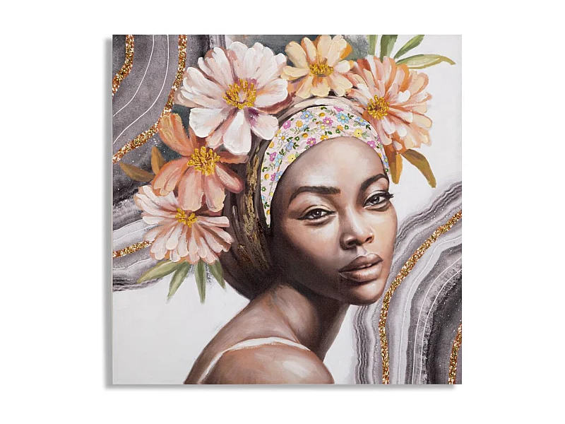 Toile Imprimée Déco "Naomi" 100x100cm Multicolore