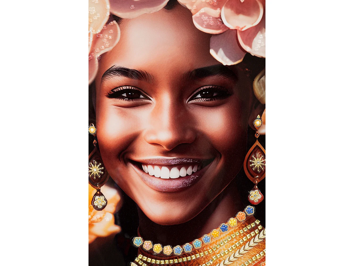 Peinture de femme multicolore sur toile avec cadre 72x4,5x102 cm