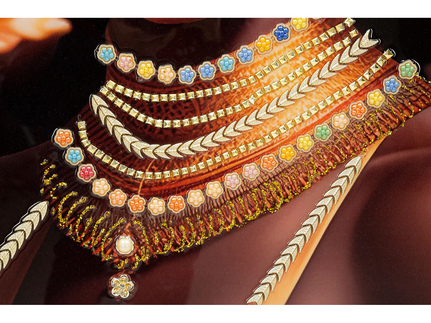 Peinture de femme multicolore sur toile avec cadre 72x4,5x102 cm