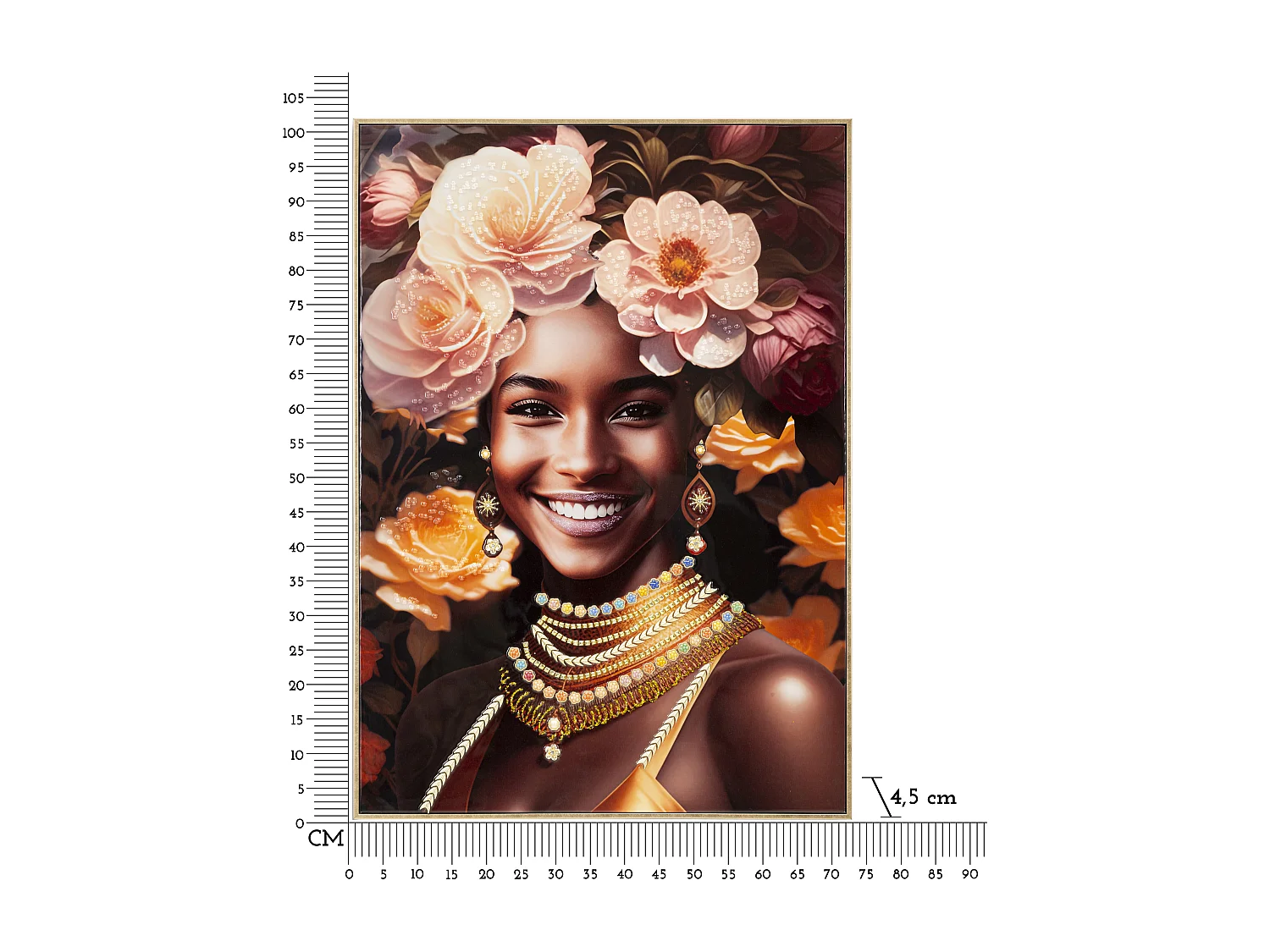 Peinture de femme multicolore sur toile avec cadre 72x4,5x102 cm