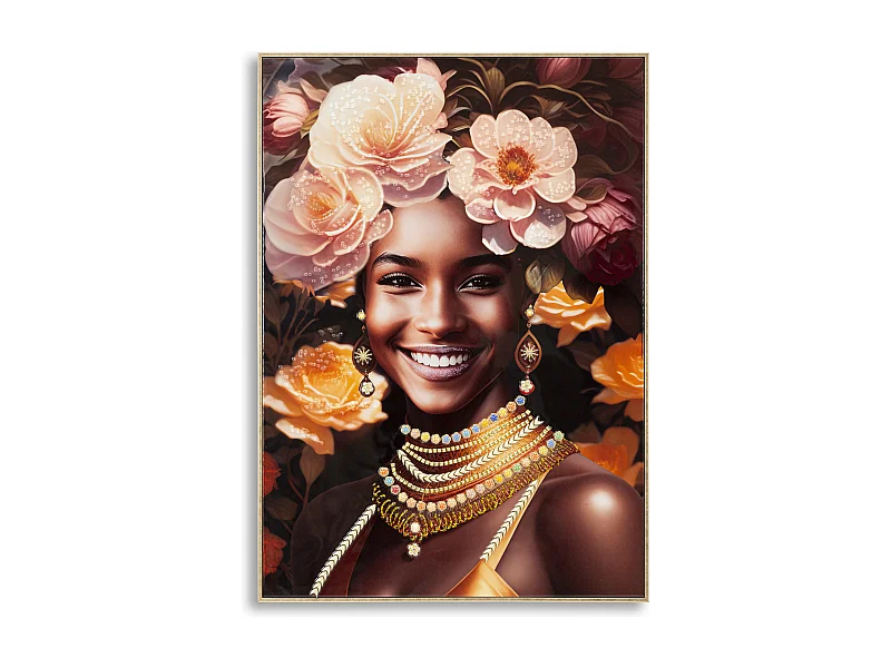 Peinture de femme multicolore sur toile avec cadre 72x4,5x102 cm