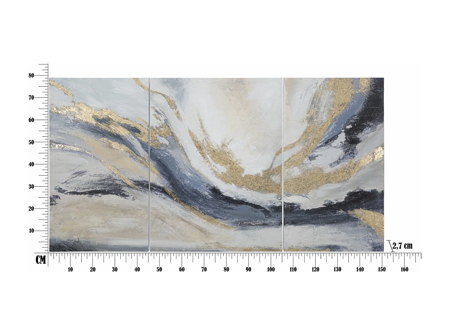 Lot de 3 Toiles Peinture Déco "Gaspons" 80x150cm Multicolore