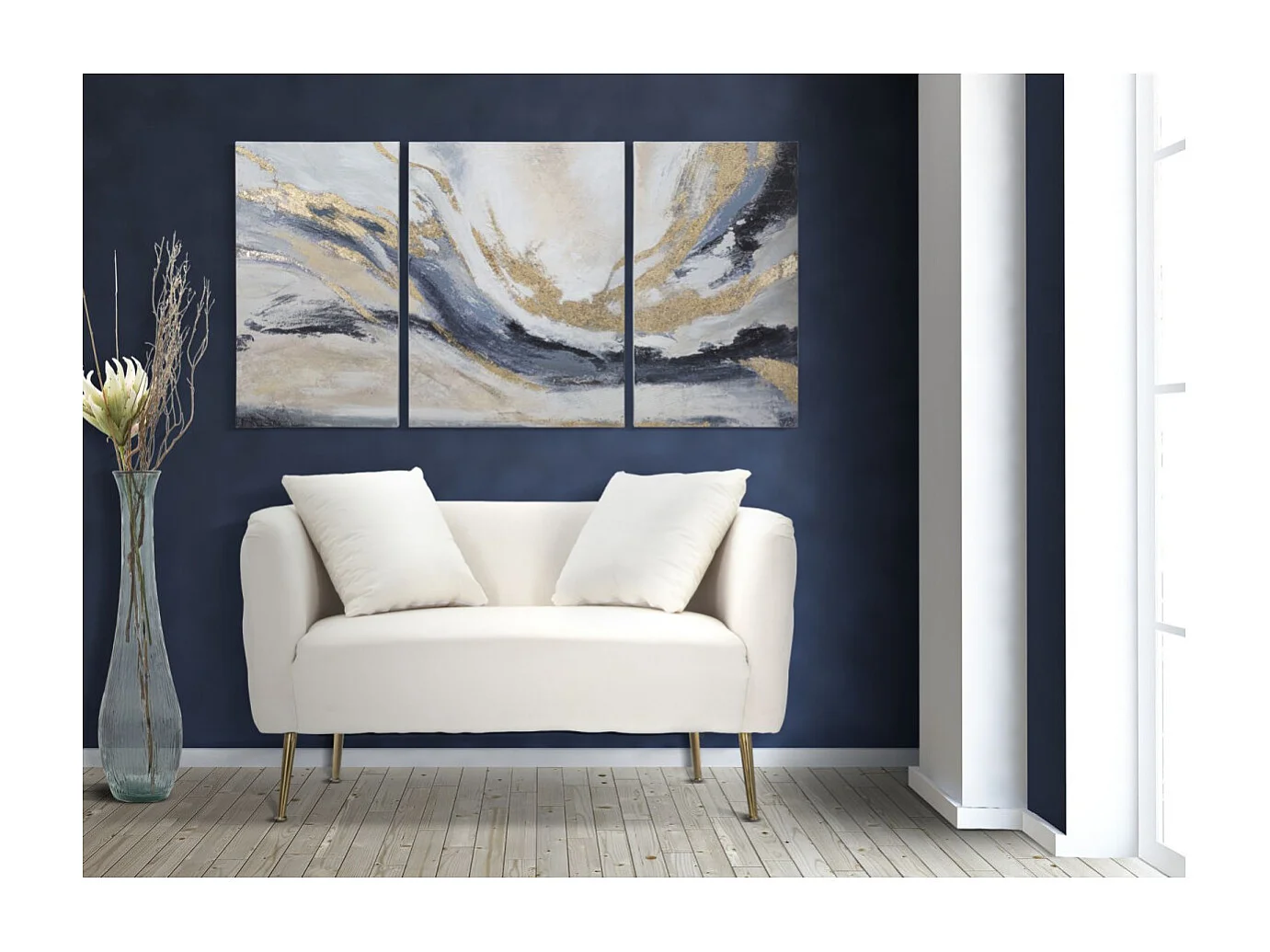 Lot de 3 Toiles Peinture Déco "Gaspons" 80x150cm Multicolore