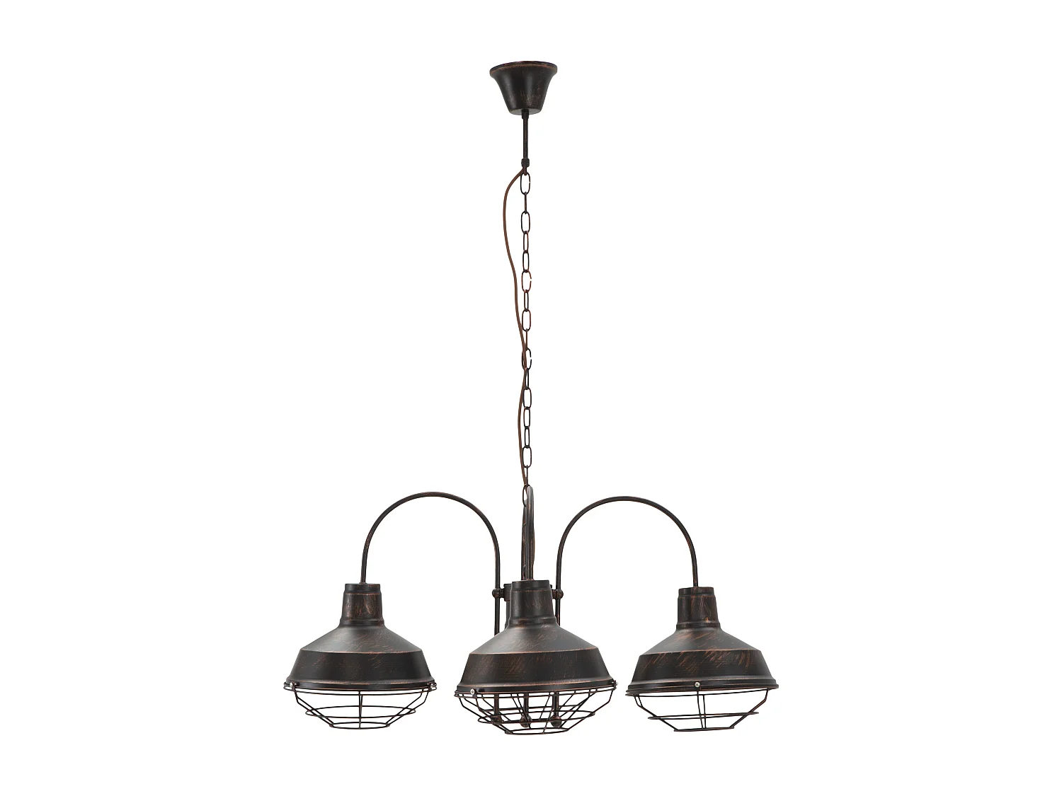 Lampadario in metallo marrone con 4 punti luce cm 80x80x40