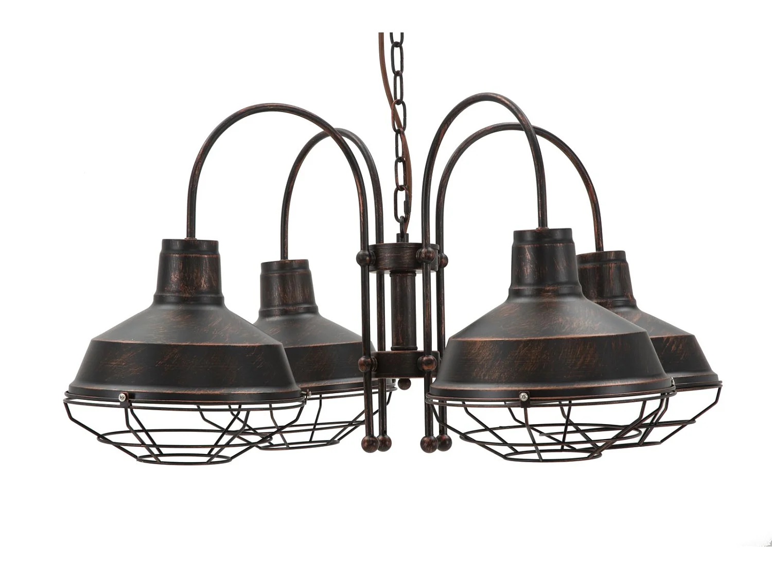 Lampadario in metallo marrone con 4 punti luce cm 80x80x40