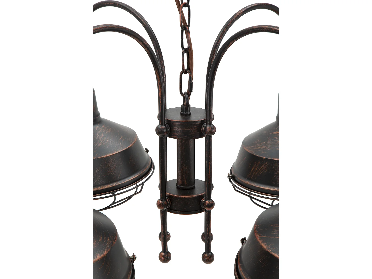 Lampadario in metallo marrone con 4 punti luce cm 80x80x40