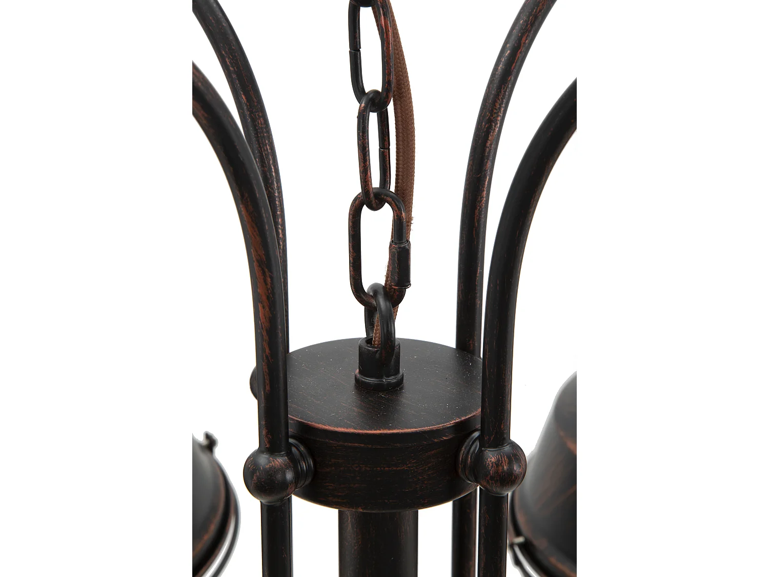 Lampadario in metallo marrone con 4 punti luce cm 80x80x40