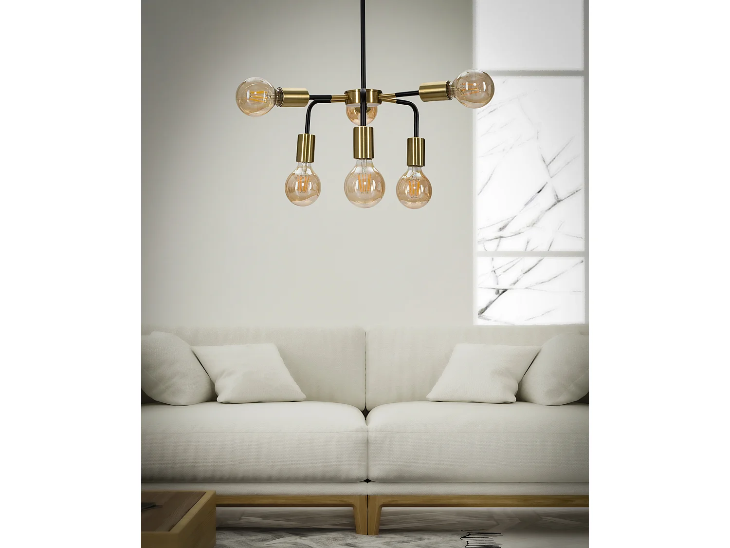 Lampadario in metallo nero con 6 punti luce Ø cm 37x81