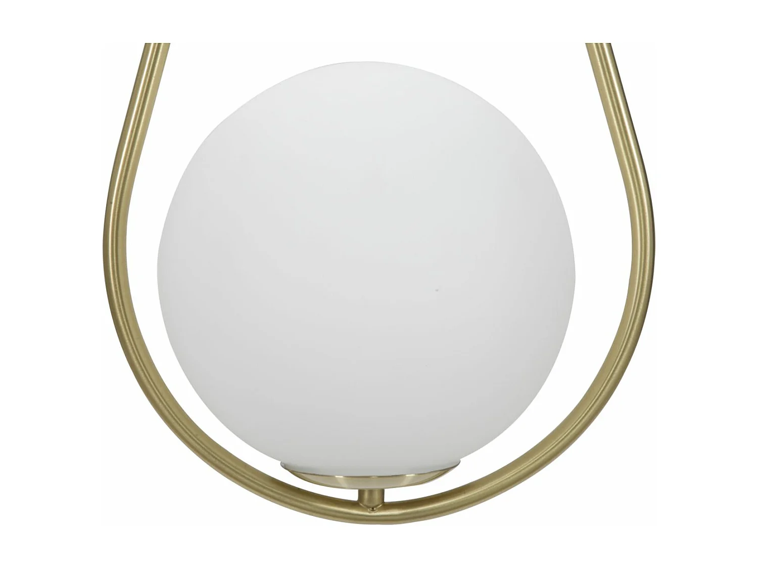 Lampadario in metallo dorato con sfera in vetro bianco cm 24x20x47