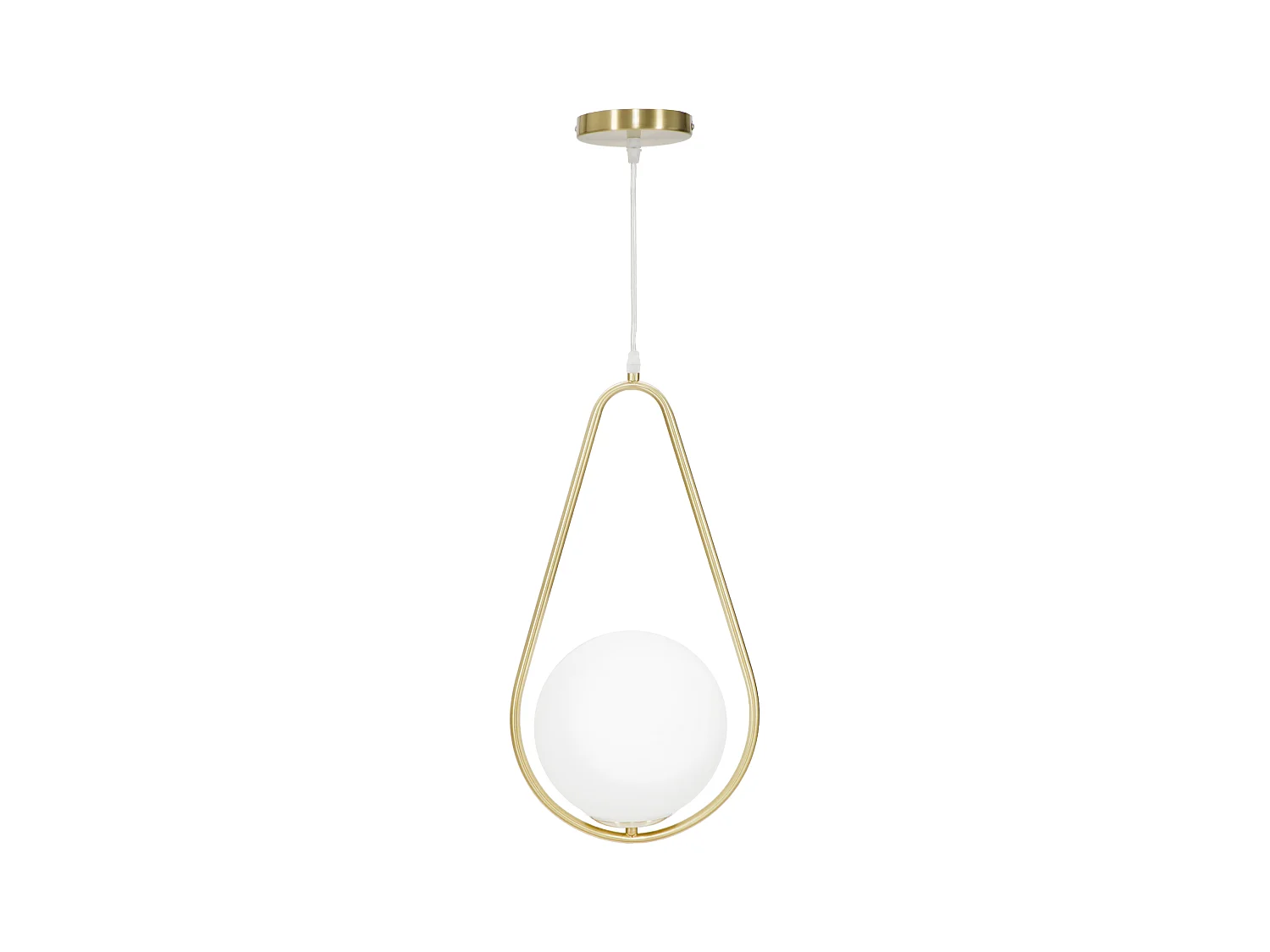 Lustre en métal doré avec sphère en verre blanc 24x20x47 cm
