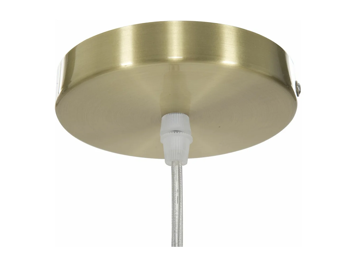 Lampadario in metallo dorato con sfera in vetro bianco cm 24x20x47