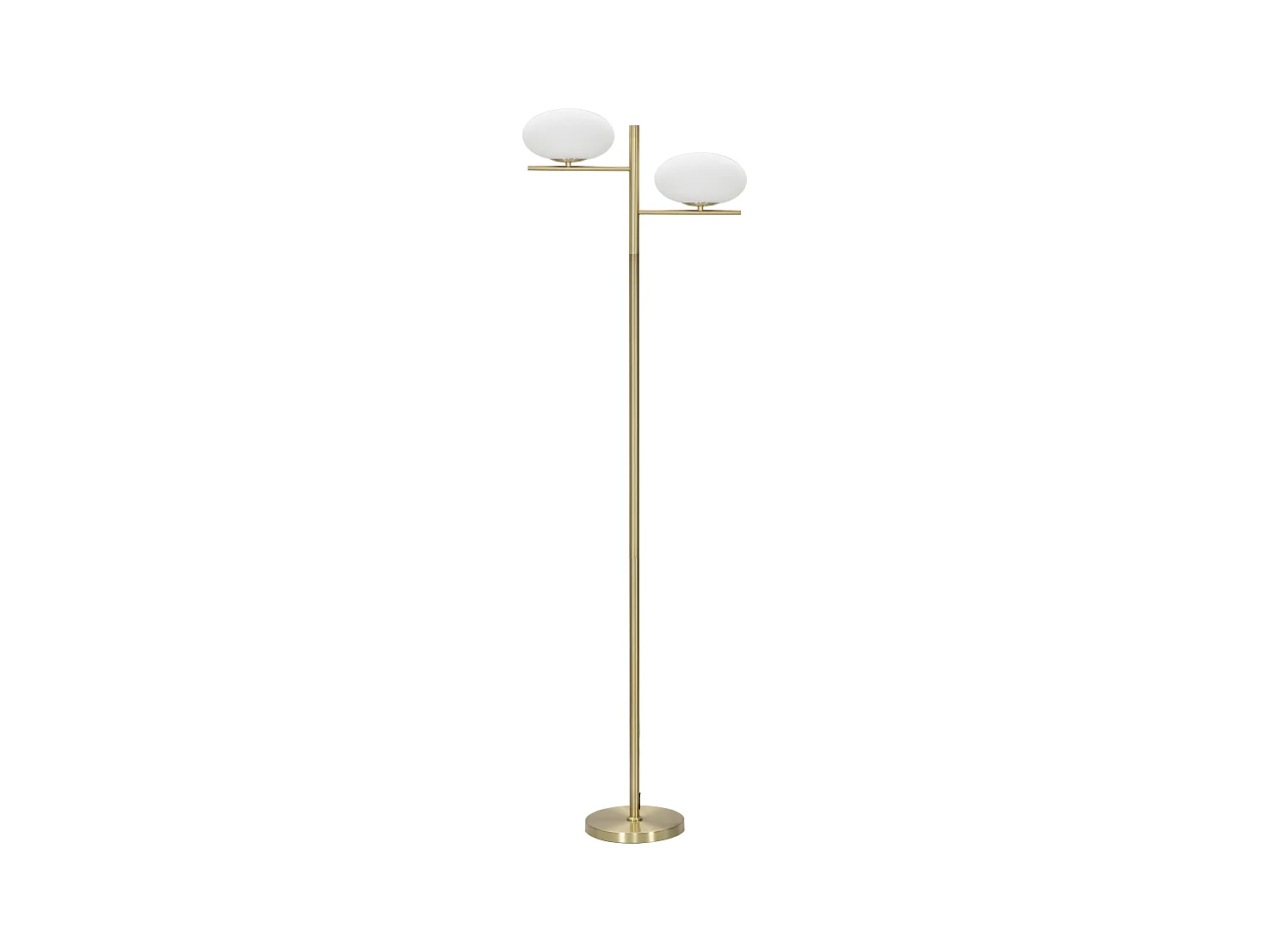 Lampadaire en métal doré avec 2 ovales en verre blanc cm 51x24x180