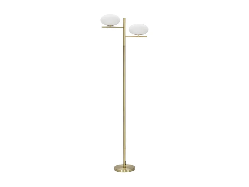 Lampadaire 2 Sphères "Glamy" 180cm Blanc & Or