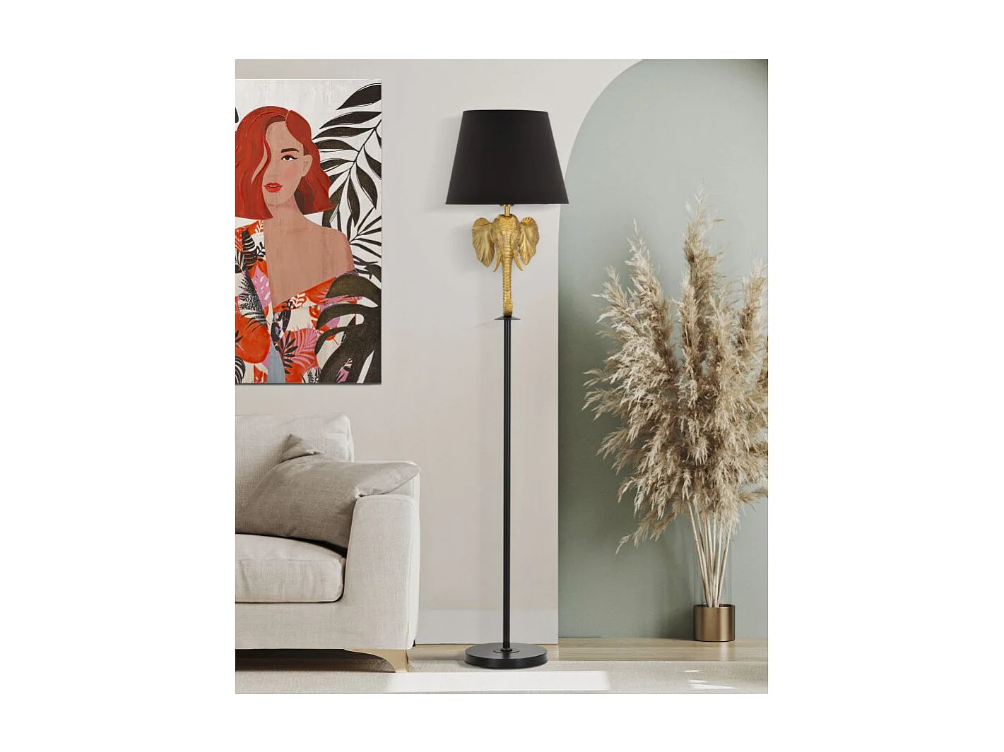 Lampadaire Design "Elephant" 164cm Or & Noir