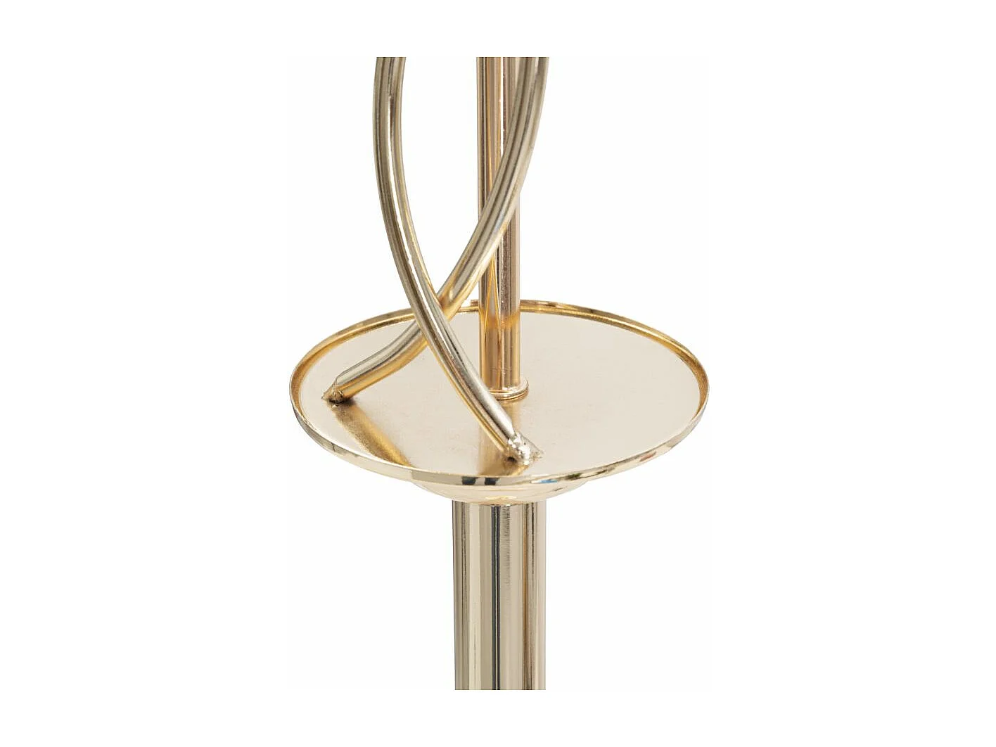 Piantana in metallo dorata con foglie e paralume nero Ø cm 38x167