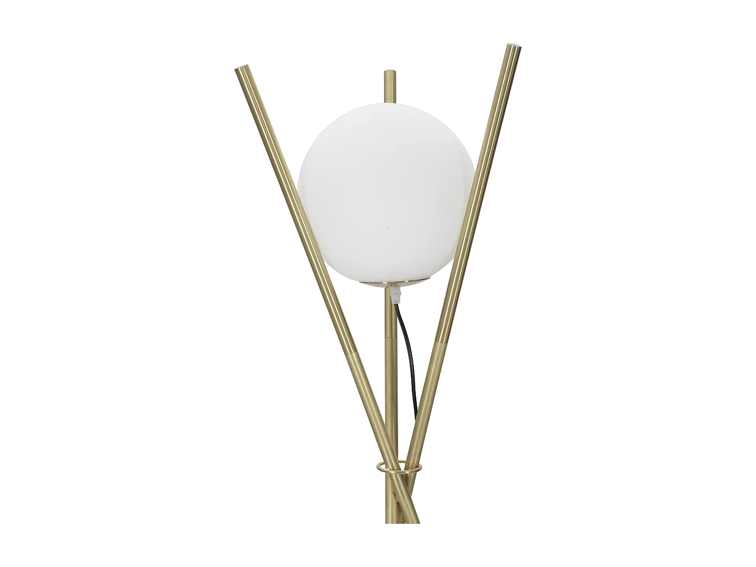 Piantana in metallo dorata con sfera in vetro bianco Ø cm 55x155