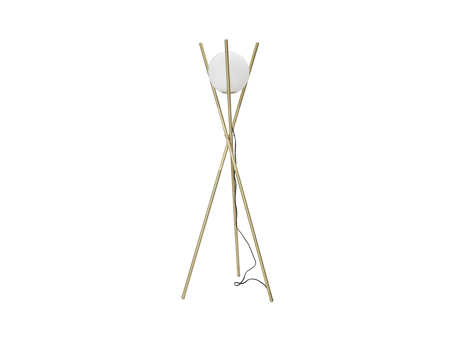 Lampe sur Pied GLAMY X - Design Minimaliste avec Sphère en Verre Blanc et Métal Doré - Dimensions Ø 55 cm x Hauteur 155 cm - Matériaux Fer et Verre