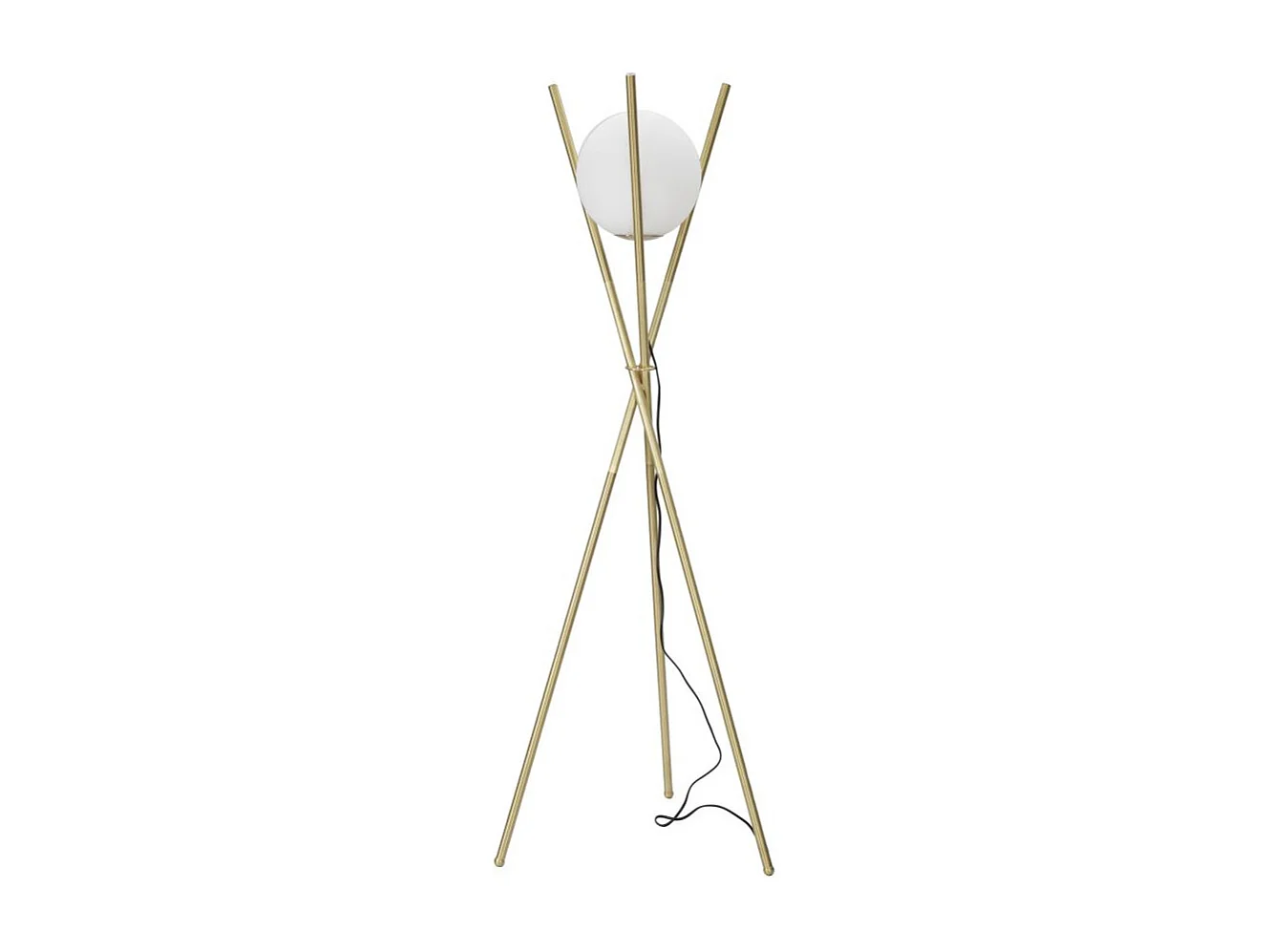 Gouden metalen staande lamp met witte glazen bol Ø 55x155 cm