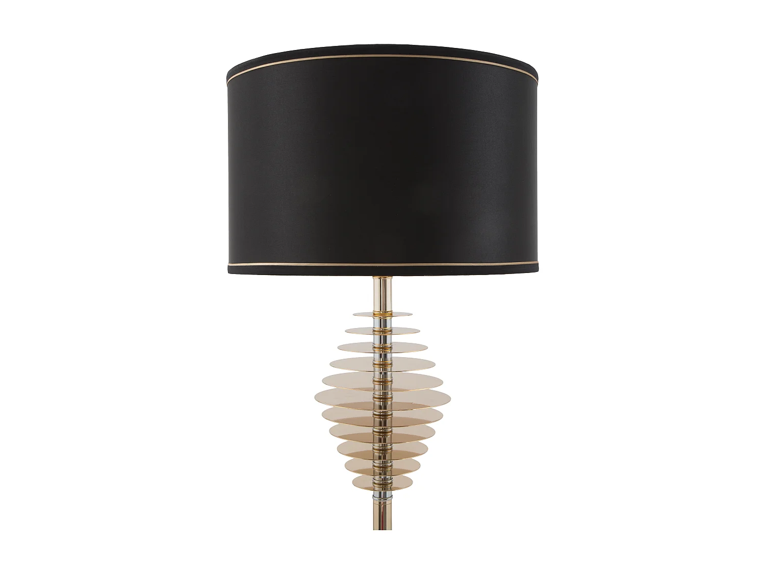 Lampadaire en métal doré avec abat-jour noir Ø cm 40x180