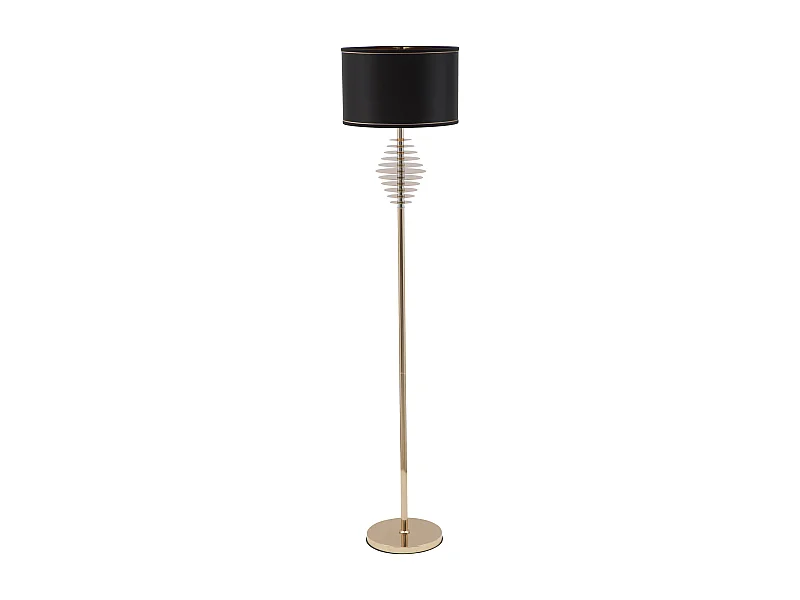 Lampadaire en métal doré avec abat-jour noir Ø cm 40x180