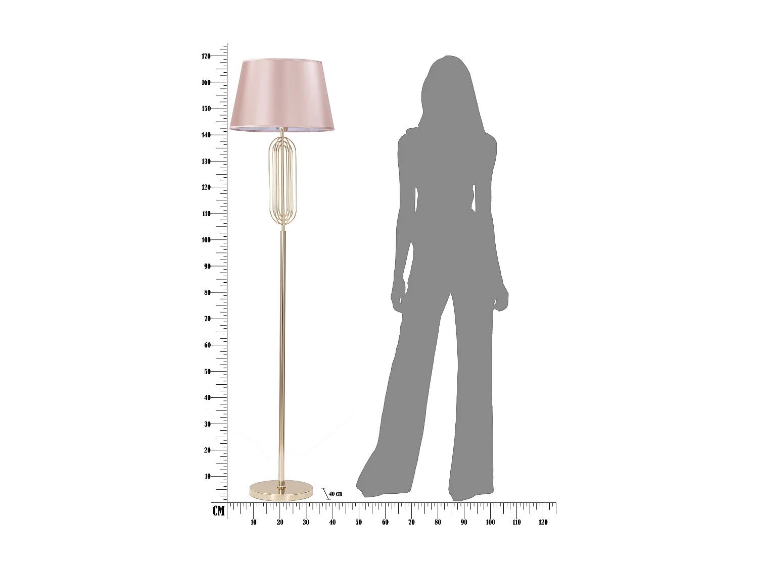 Lampadaire Design en Métal "Krista" 168cm Rose & Or