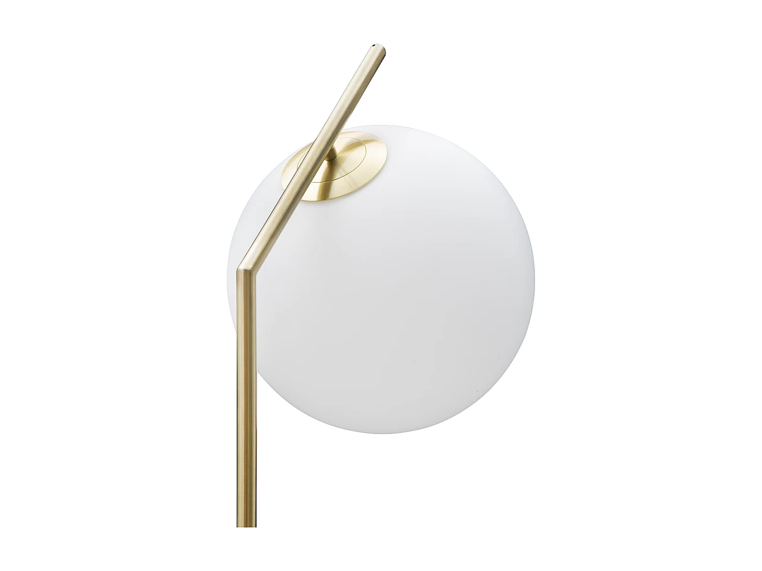 Piantana in metallo dorata con sfera in vetro bianco cm 25x36x179