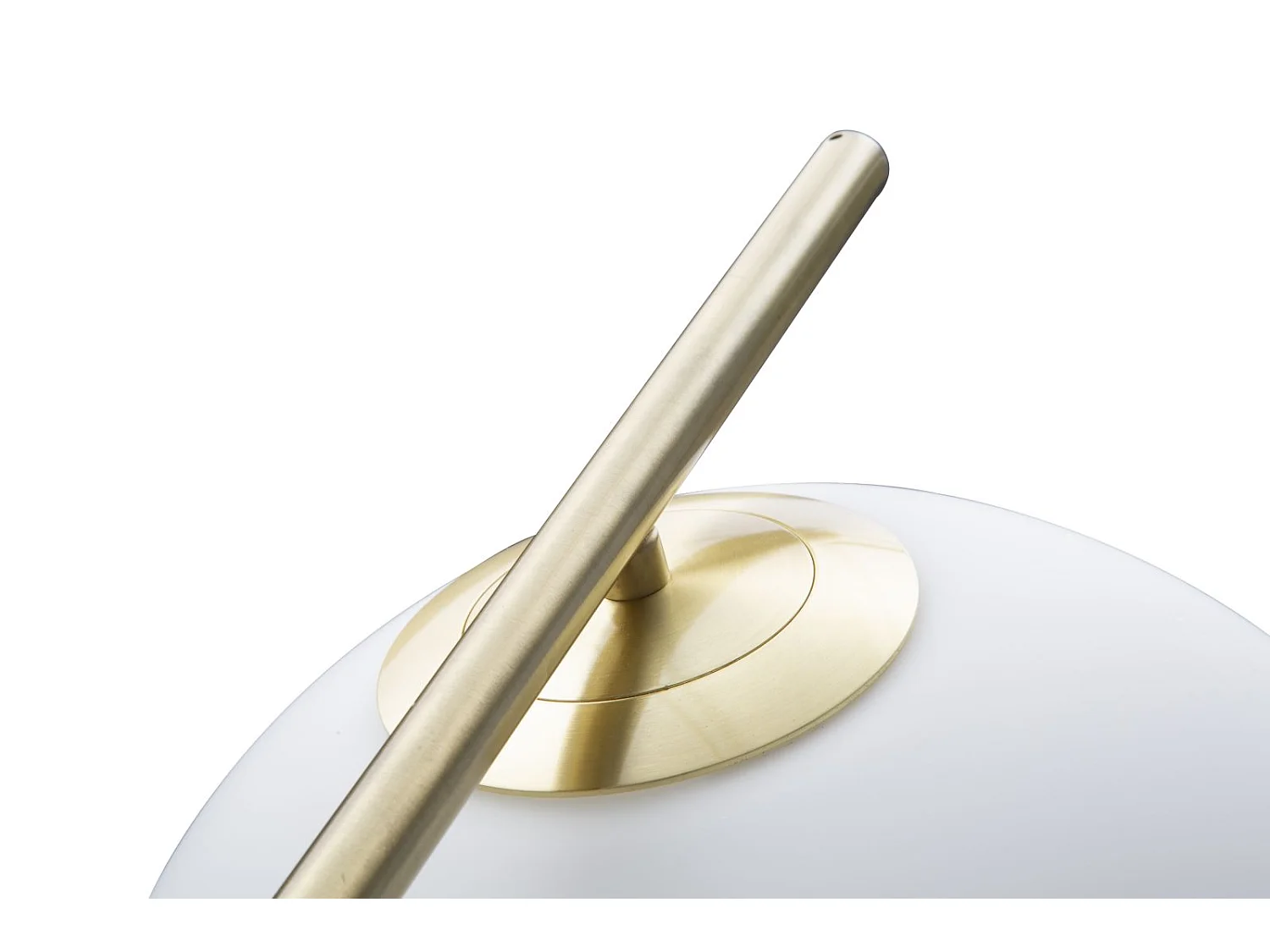 Piantana in metallo dorata con sfera in vetro bianco cm 25x36x179