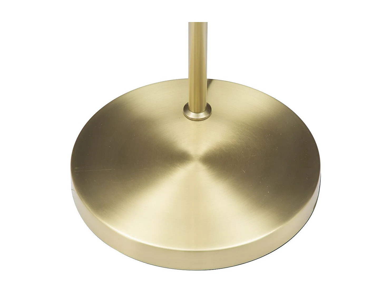 Lampadaire en métal doré avec sphère en verre blanc, 25x36x179 cm