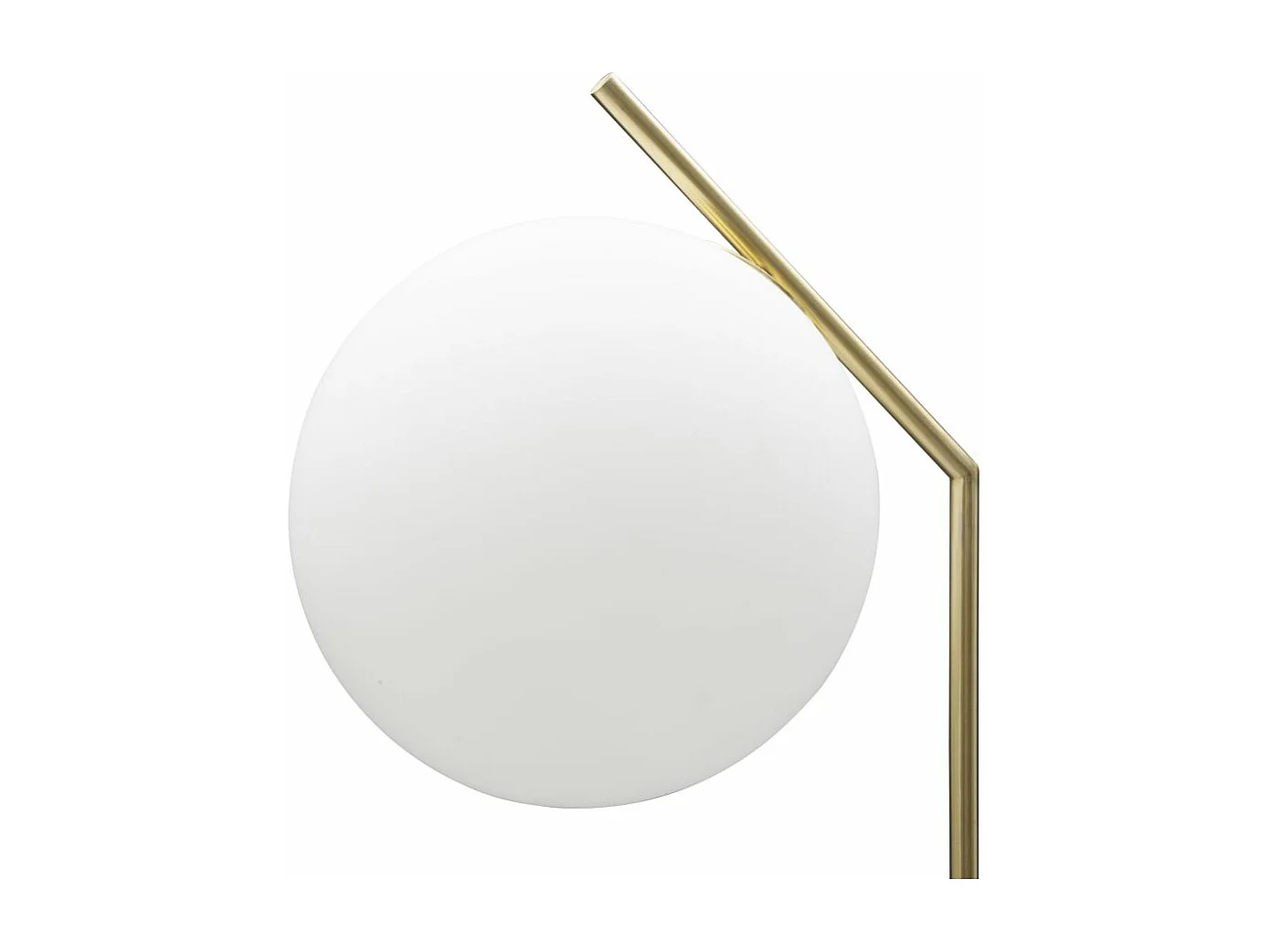 Lampadaire en métal doré avec sphère en verre blanc, 25x36x179 cm