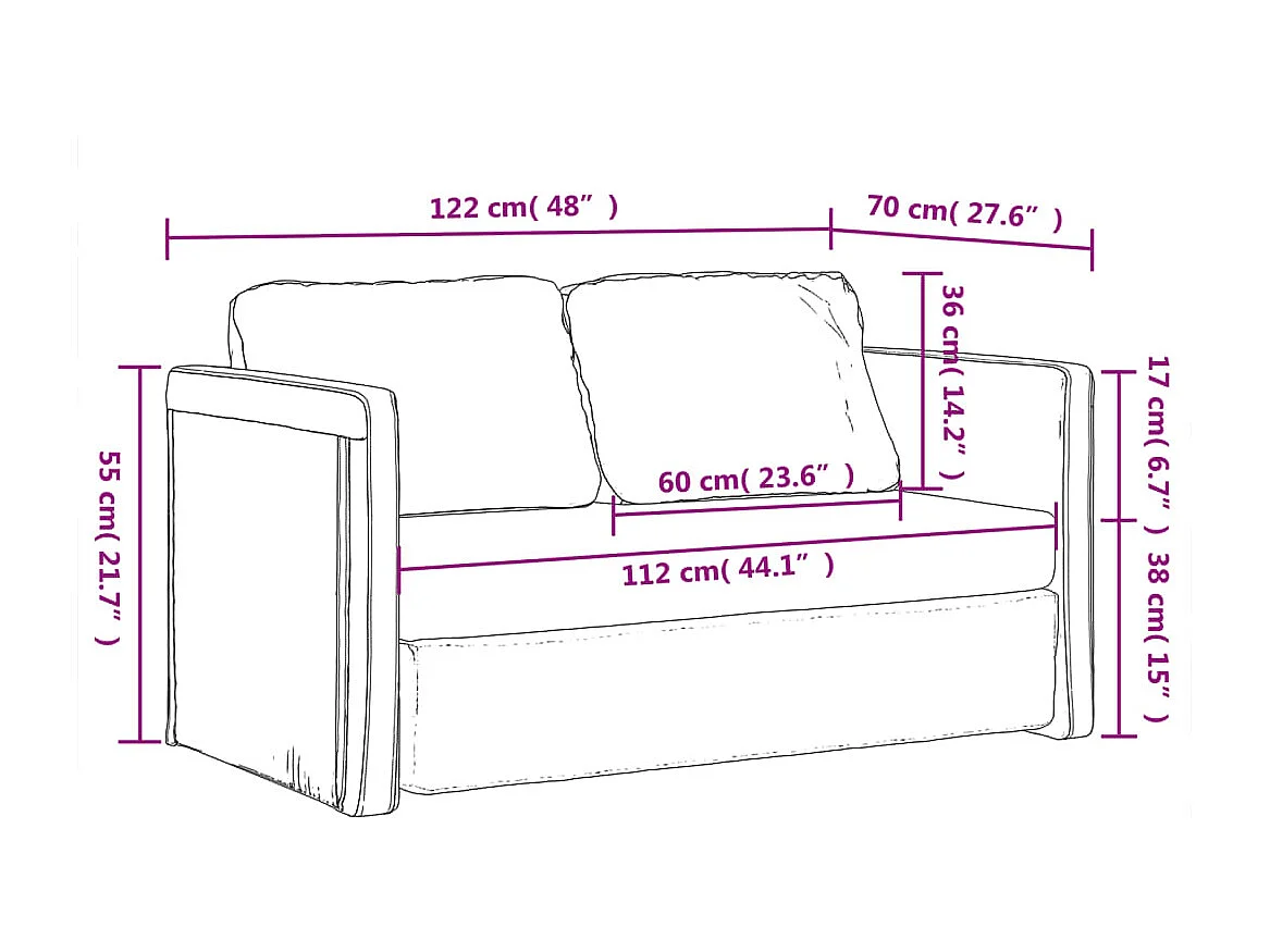 Slaapbank vloermodel 2-in-1 122x204x55 cm fluweel donkergroen
