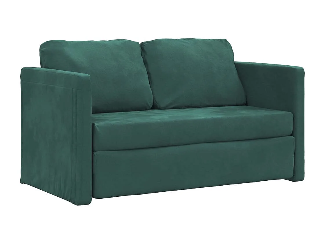 Canapé-lit 2 en 1 vert foncé 122x204x55 cm velours